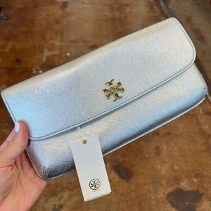 Tory Burch Silver Diana Clutch